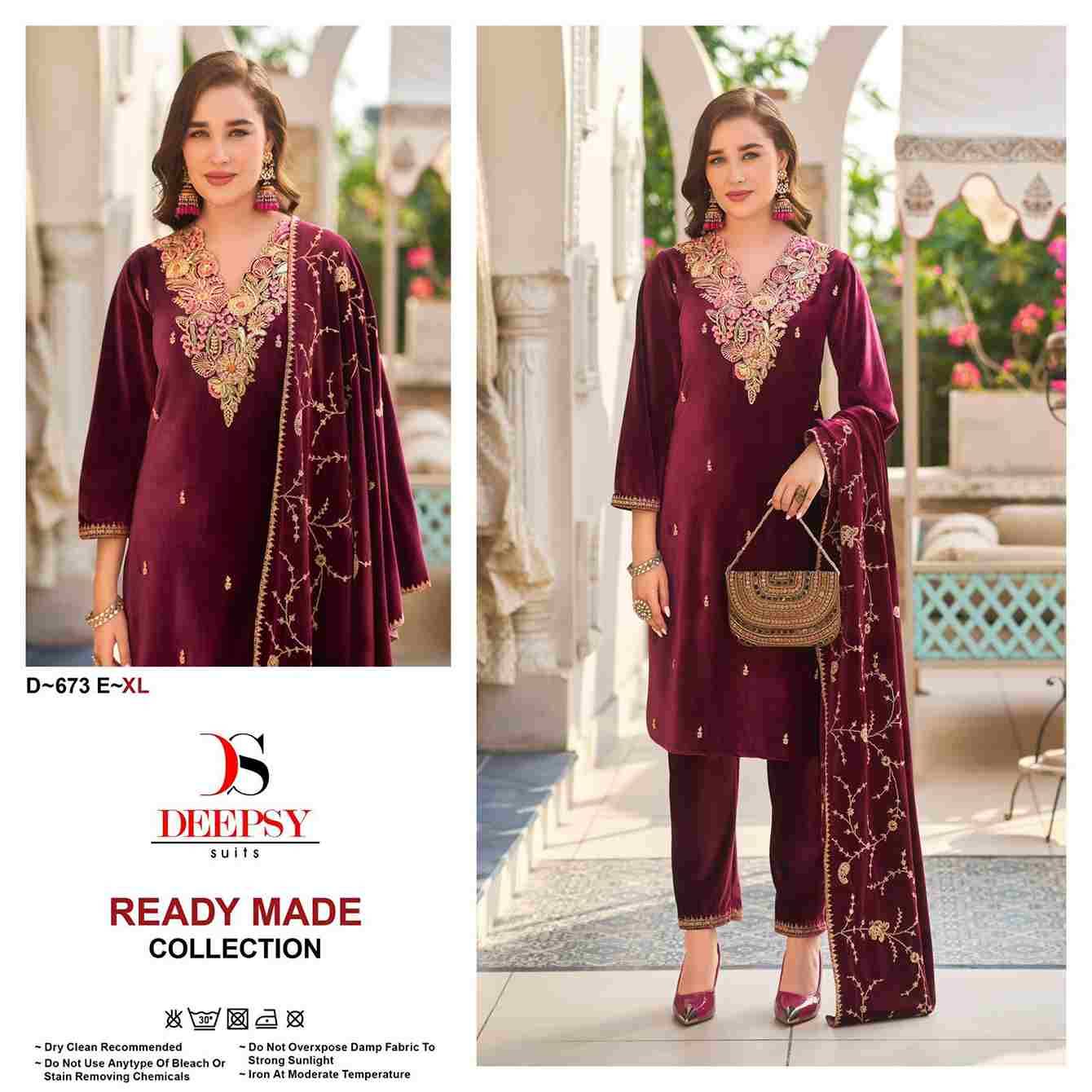 Deepsy Hit Design 673 Colours Vol-2 By Deepsy Suits 673-E To 673-H Series Beautiful Pakistani Suits Colorful Stylish Fancy Casual Wear & Ethnic Wear Pure Velvet Embroidered Dresses At Wholesale Price