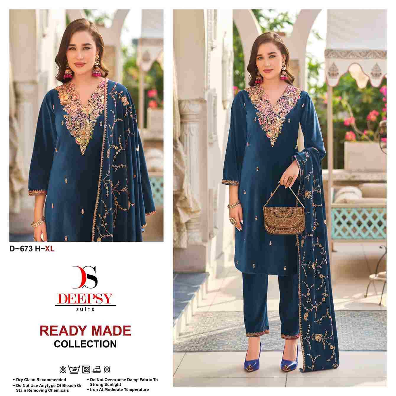 Deepsy Hit Design 673 Colours Vol-2 By Deepsy Suits 673-E To 673-H Series Beautiful Pakistani Suits Colorful Stylish Fancy Casual Wear & Ethnic Wear Pure Velvet Embroidered Dresses At Wholesale Price