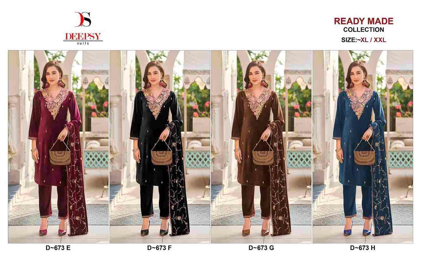 Deepsy Hit Design 673 Colours Vol-2 By Deepsy Suits 673-E To 673-H Series Beautiful Pakistani Suits Colorful Stylish Fancy Casual Wear & Ethnic Wear Pure Velvet Embroidered Dresses At Wholesale Price