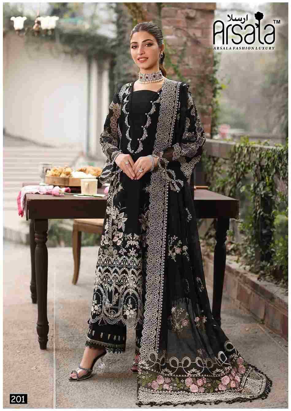 Amira Vol-2 By Arsala 201 To 206 Series Beautiful Festive Suits Stylish Fancy Colorful Casual Wear & Ethnic Wear Pure Lawn Cotton Print Dresses At Wholesale Price