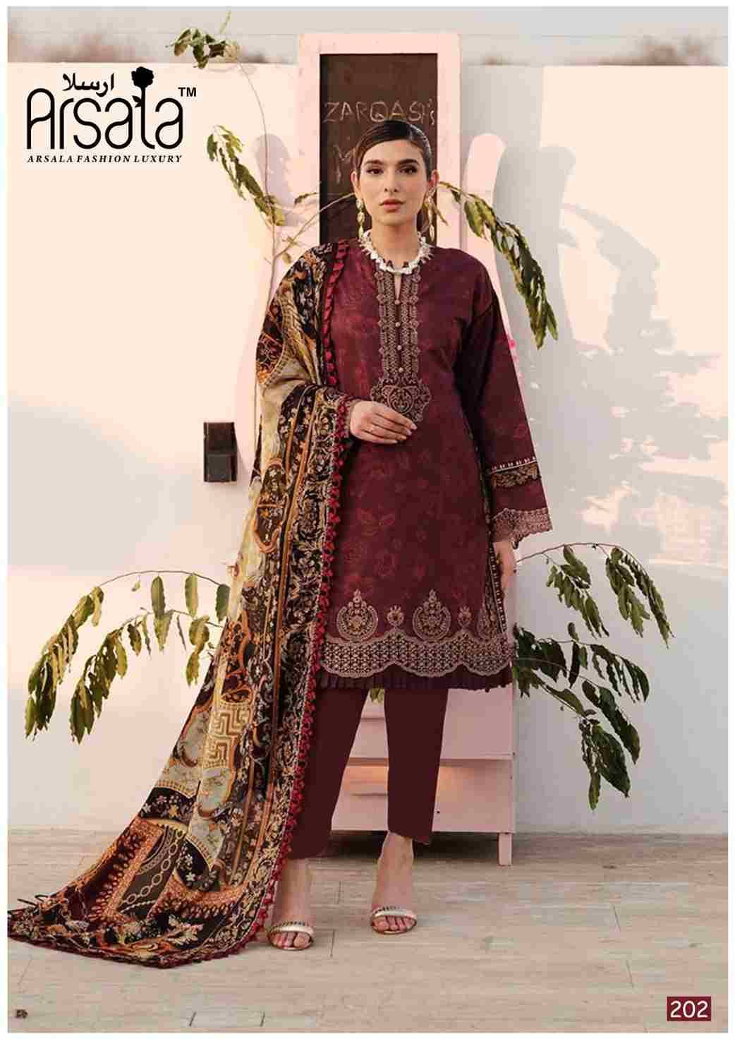 Amira Vol-2 By Arsala 201 To 206 Series Beautiful Festive Suits Stylish Fancy Colorful Casual Wear & Ethnic Wear Pure Lawn Cotton Print Dresses At Wholesale Price