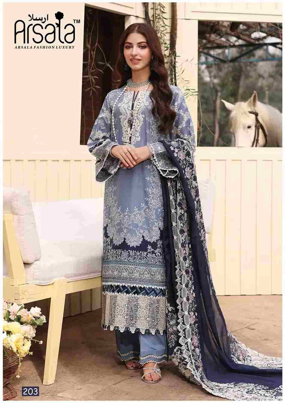 Amira Vol-2 By Arsala 201 To 206 Series Beautiful Festive Suits Stylish Fancy Colorful Casual Wear & Ethnic Wear Pure Lawn Cotton Print Dresses At Wholesale Price