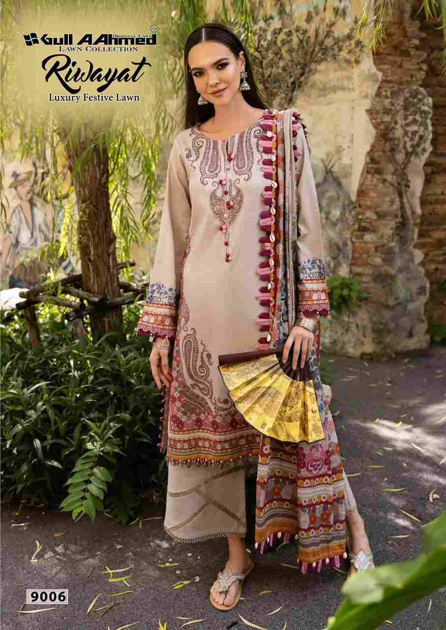 Riwayat Vol-9 By Gull Aahmed 9001 To 9006 Series Beautiful Festive Suits Stylish Fancy Colorful Casual Wear & Ethnic Wear Pure Lawn Embroidered Dresses At Wholesale Price