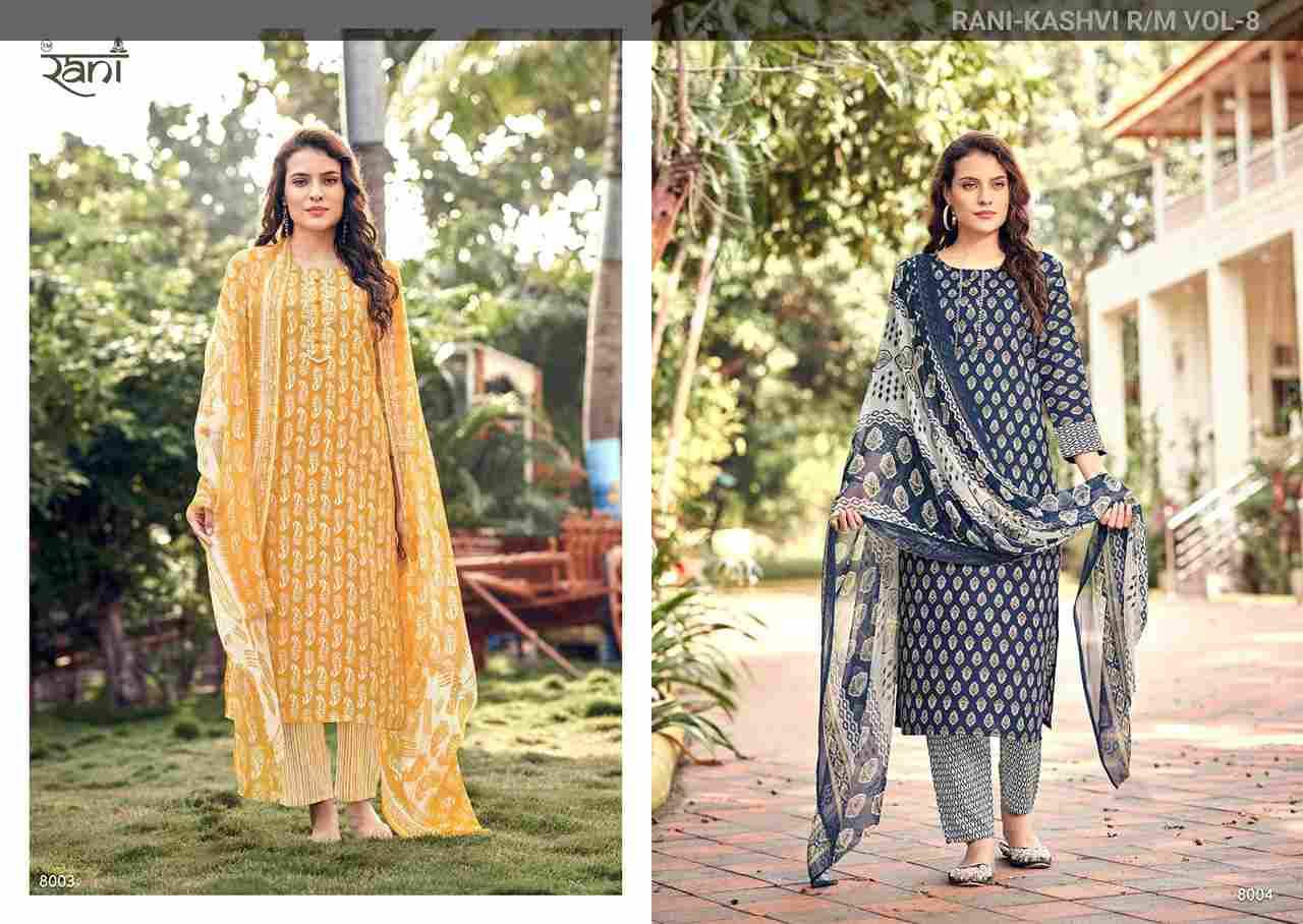 Kashvi Vol-8 By Rani Fashion 8001 To 8010 Series Festive Suits Beautiful Fancy Colorful Stylish Party Wear & Occasional Wear Cotton Print Dresses At Wholesale Price