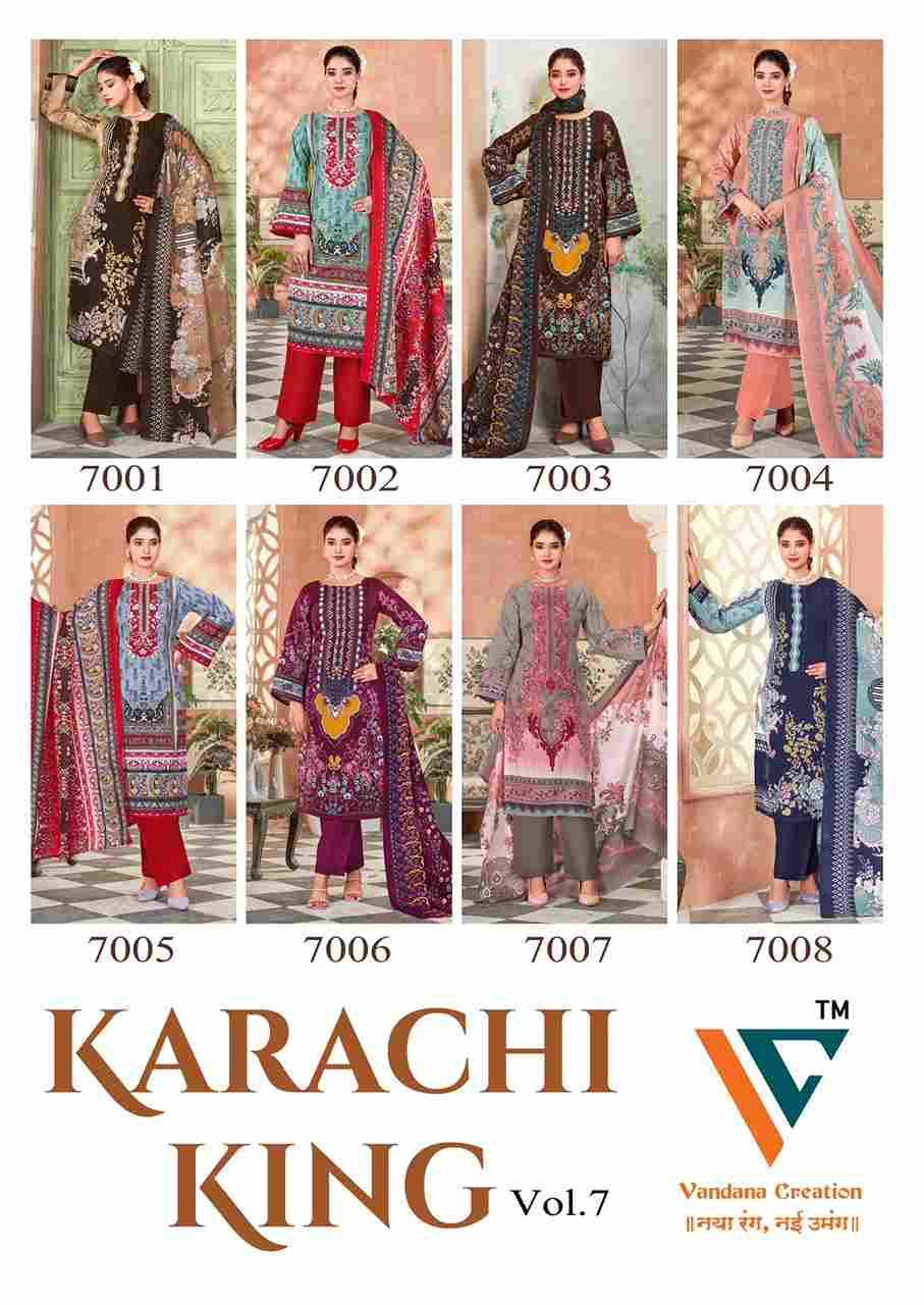 Karachi King Vol-7 By Vandana 7001 To 7008 Series Beautiful Festive Suits Stylish Fancy Colorful Casual Wear & Ethnic Wear Cotton Print Dresses At Wholesale Price