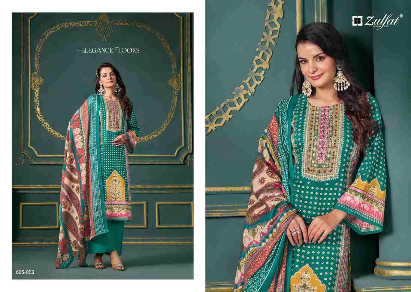 Tisha By Zulfat 605-001 To 605-006 Series Beautiful Festive Suits Stylish Fancy Colorful Casual Wear & Ethnic Wear Pure Viscose Rayon Print Dresses At Wholesale Price