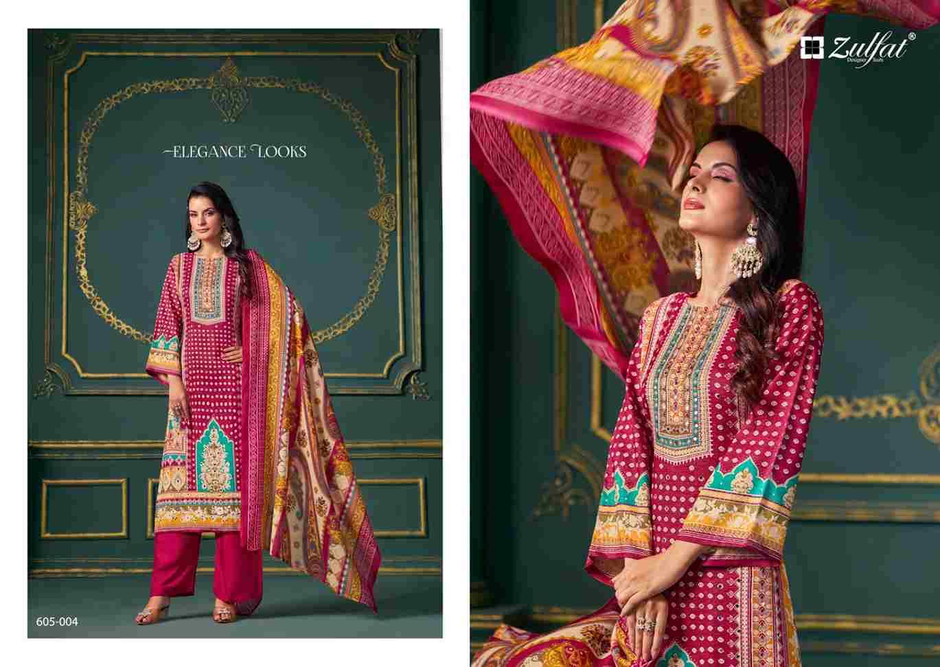 Tisha By Zulfat 605-001 To 605-006 Series Beautiful Festive Suits Stylish Fancy Colorful Casual Wear & Ethnic Wear Pure Viscose Rayon Print Dresses At Wholesale Price