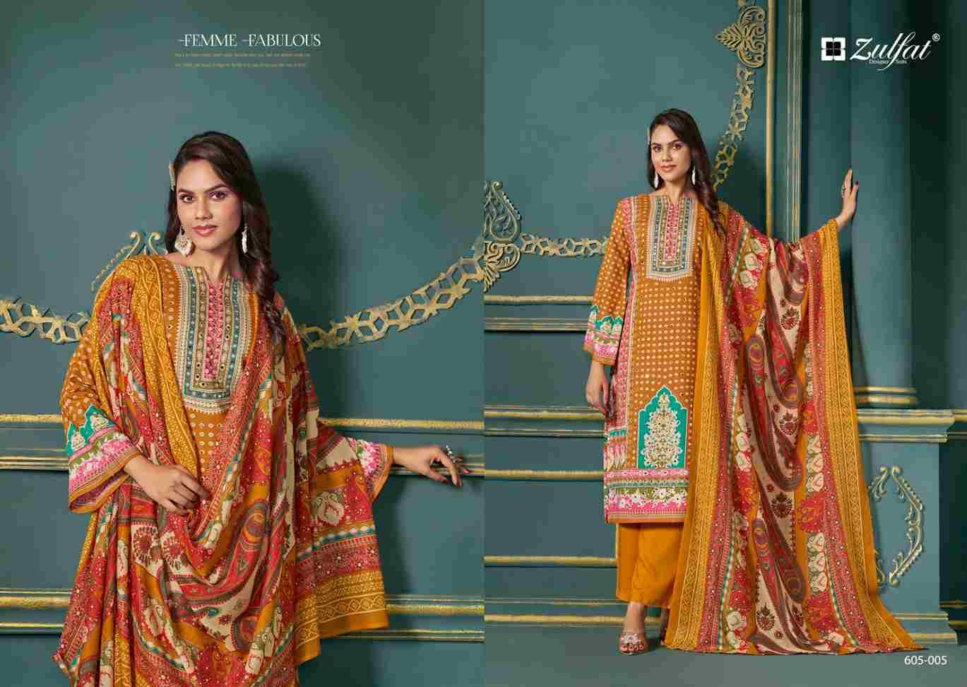 Tisha By Zulfat 605-001 To 605-006 Series Beautiful Festive Suits Stylish Fancy Colorful Casual Wear & Ethnic Wear Pure Viscose Rayon Print Dresses At Wholesale Price