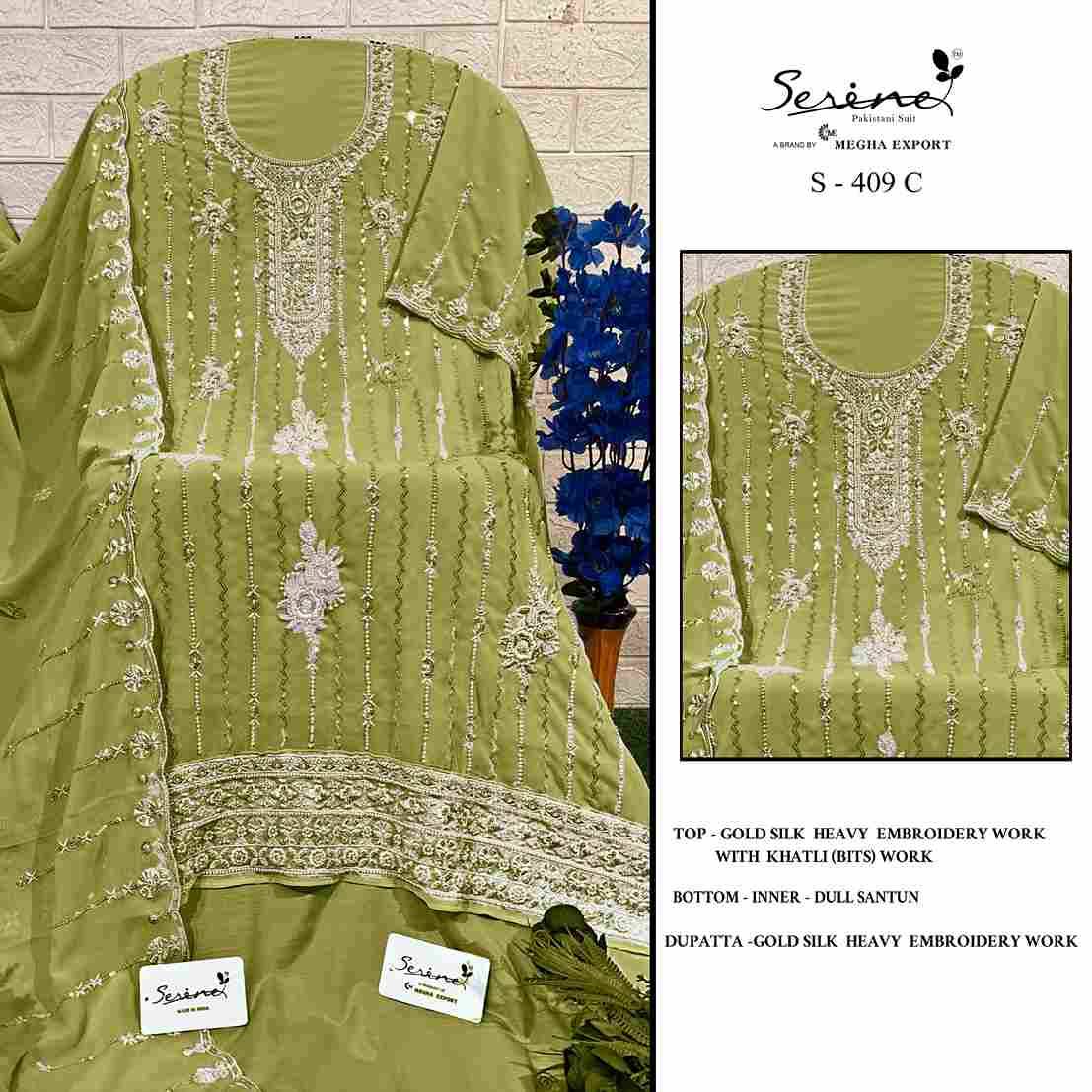 Serene Hit Design S-409 Colours By Serene S-409-A To S-409-D Series Designer Pakistani Suits Beautiful Fancy Colorful Stylish Party Wear & Occasional Wear Silk Embroidered Dresses At Wholesale Price