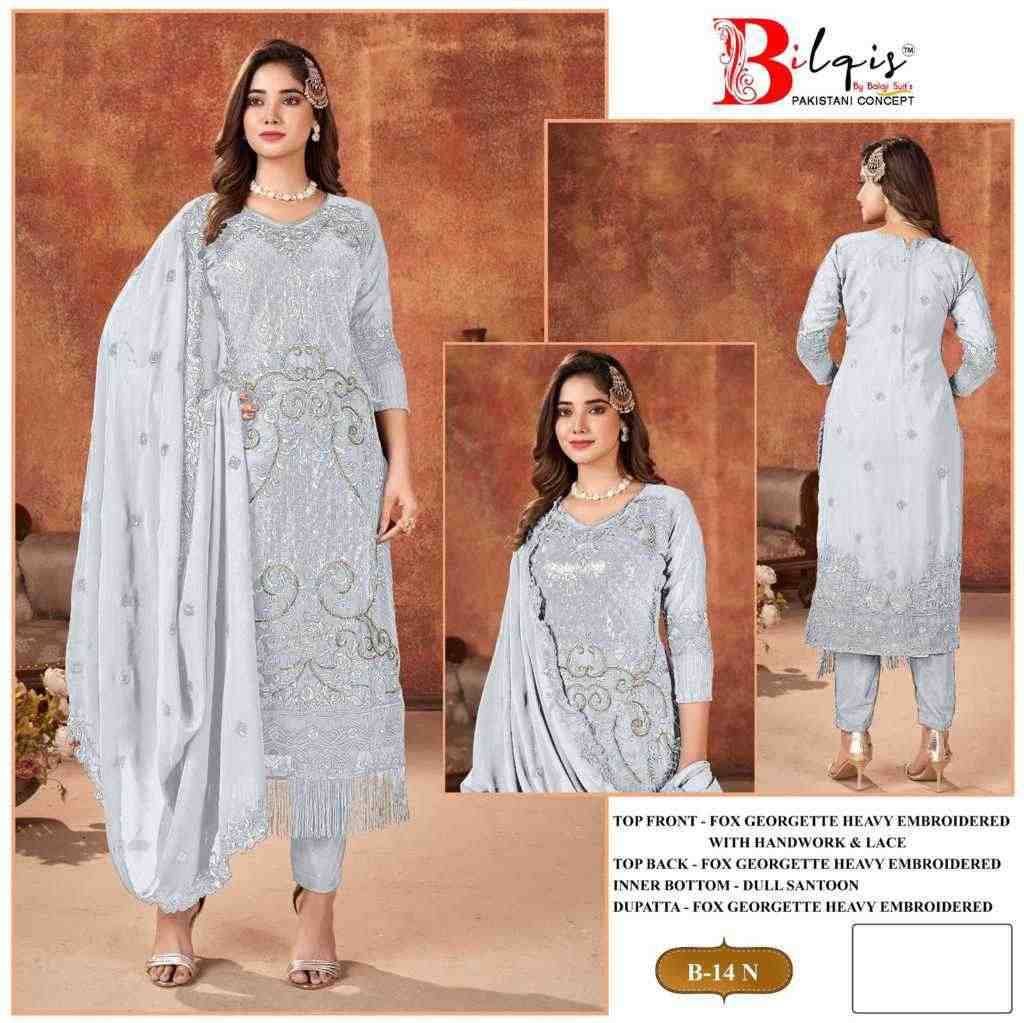 Bilqis 14 Colours Vol-4 By Bilqis 14-K To 14-N Series Beautiful Pakistani Suits Stylish Fancy Colorful Party Wear & Occasional Wear Faux Georgette Embroidery Dresses At Wholesale Price