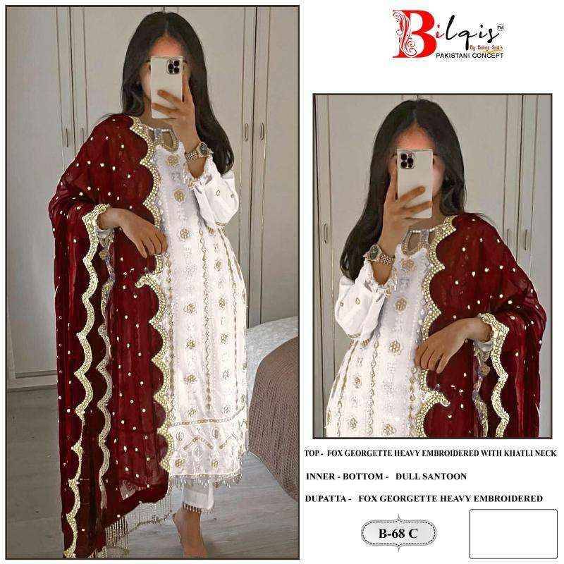 Bilqis 68 Colours By Bilqis 68-A To 68-D Series Beautiful Pakistani Suits Stylish Fancy Colorful Party Wear & Occasional Wear Faux Georgette Embroidery Dresses At Wholesale Price