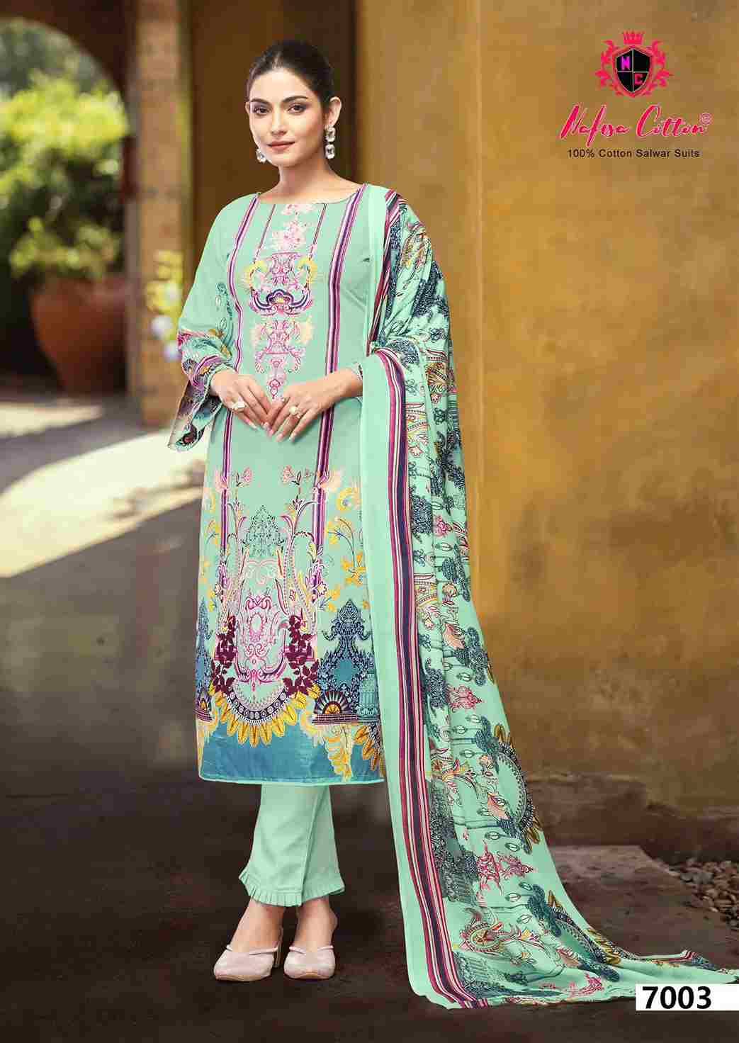 Esra Vol-7 By Nafisa Cotton 7001 To 7006 Series Beautiful Stylish Festive Suits Fancy Colorful Casual Wear & Ethnic Wear & Ready To Wear Pure Cotton Dresses At Wholesale Price