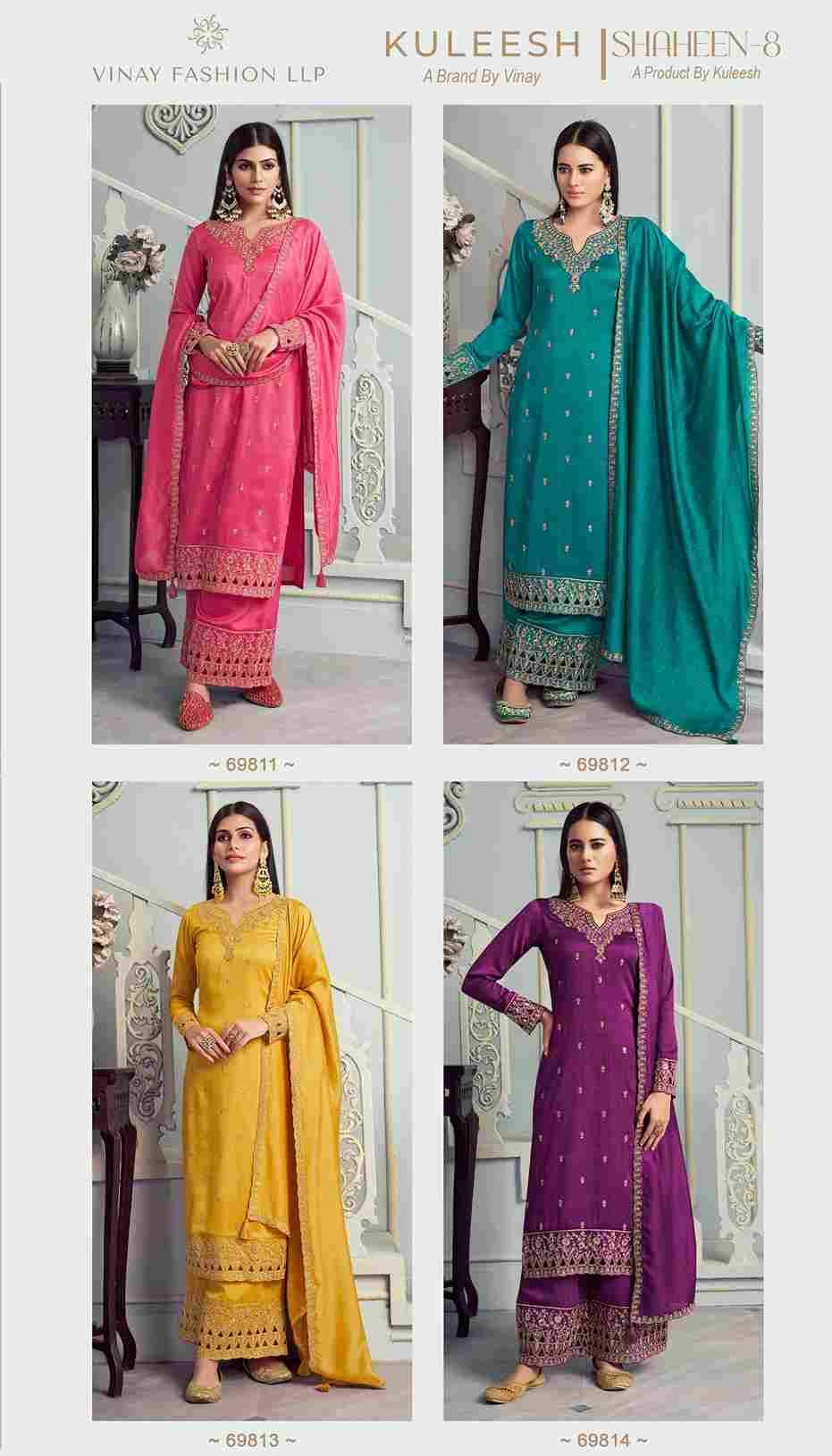 Shaheen Vol-8 By Vinay Fashion 69811 To 69814 Series Beautiful Festive Suits Colorful Stylish Fancy Casual Wear & Ethnic Wear Silk Georgette Embroidery Dresses At Wholesale Price