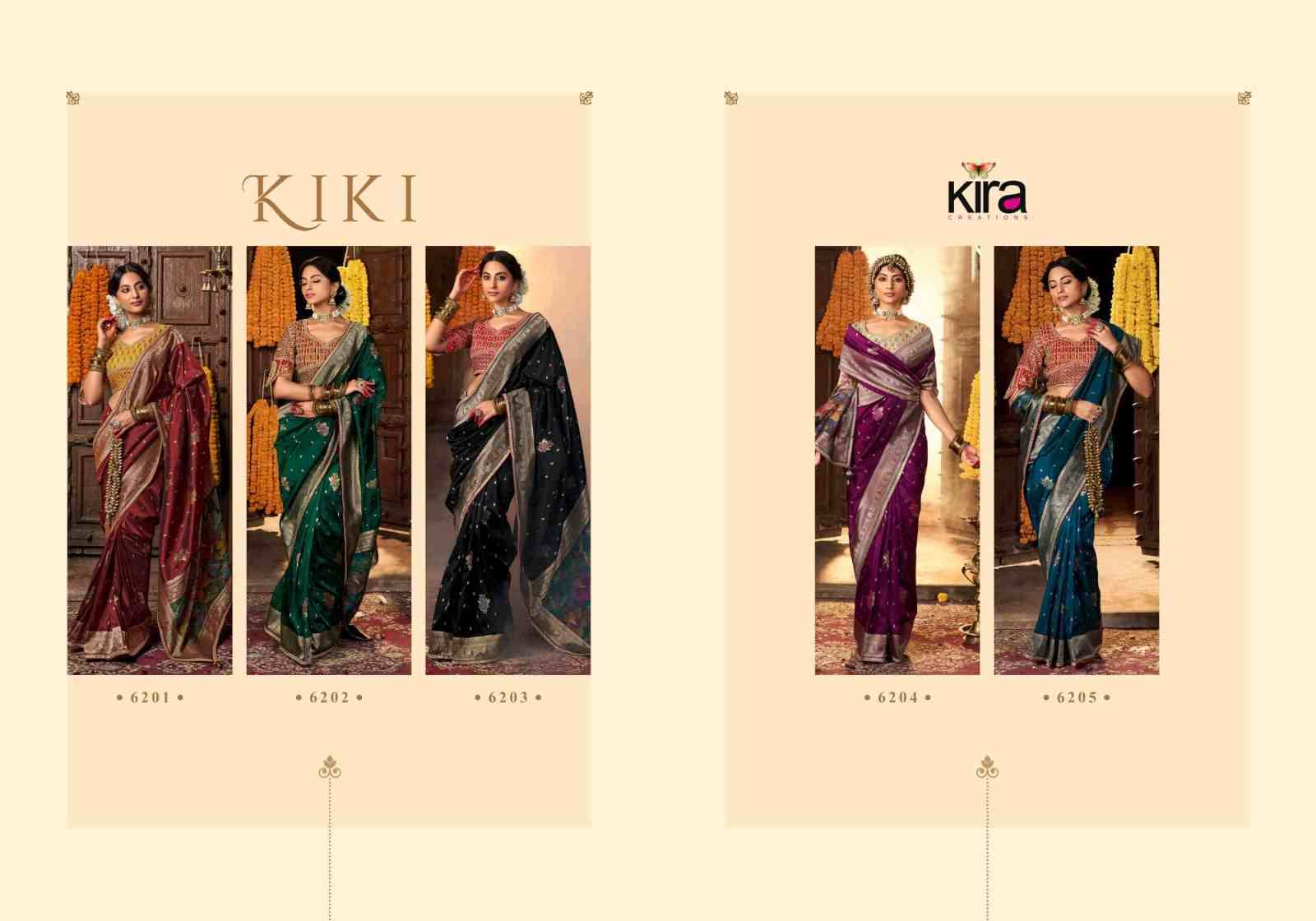 Kiki By Kira 6201 To 6205 Series Indian Traditional Wear Collection Beautiful Stylish Fancy Colorful Party Wear & Occasional Wear Pure Silk Sarees At Wholesale Price