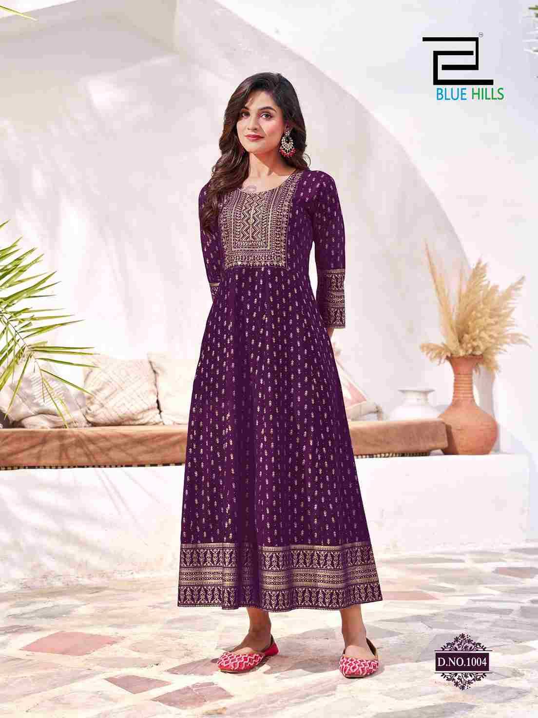 Yashika By Blue Hills 1001 To 1010 Series Designer Stylish Fancy Colorful Beautiful Party Wear & Ethnic Wear Collection Rayon Foil Gown At Wholesale Price