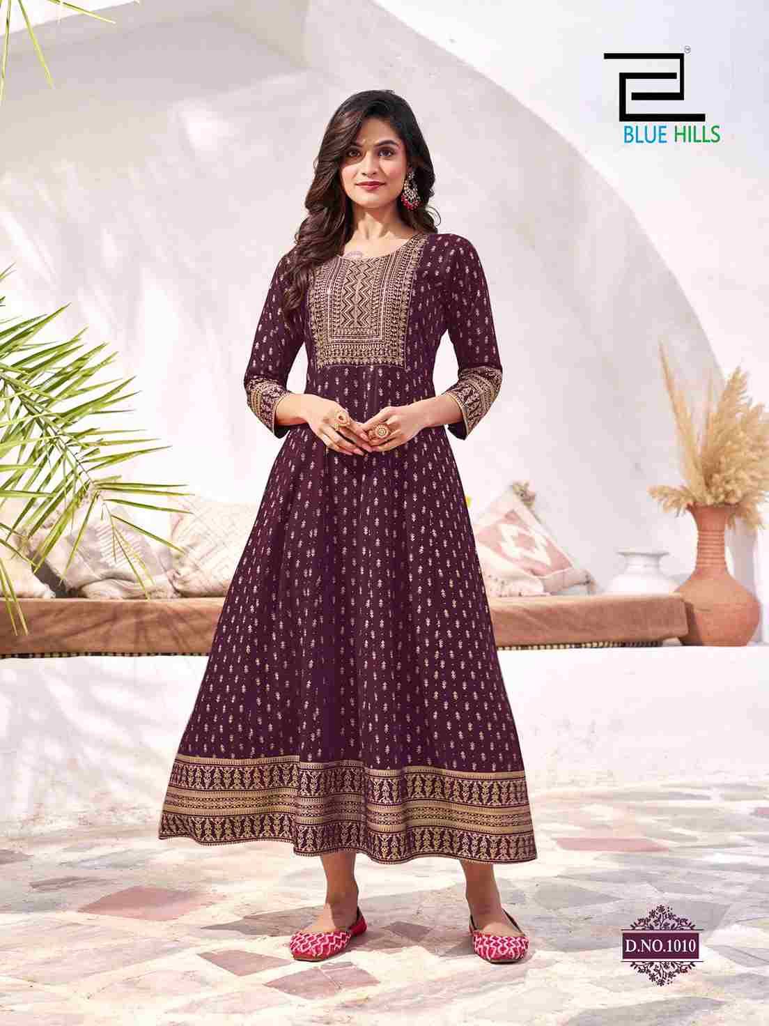 Yashika By Blue Hills 1001 To 1010 Series Designer Stylish Fancy Colorful Beautiful Party Wear & Ethnic Wear Collection Rayon Foil Gown At Wholesale Price