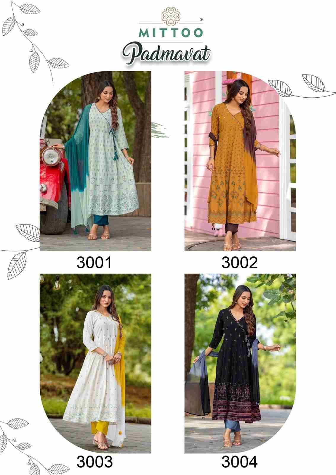 Padmavat By Mittoo 3001 To 3004 Series Beautiful Festive Suits Colorful Stylish Fancy Casual Wear & Ethnic Wear Heavy Rayon Dresses At Wholesale Price