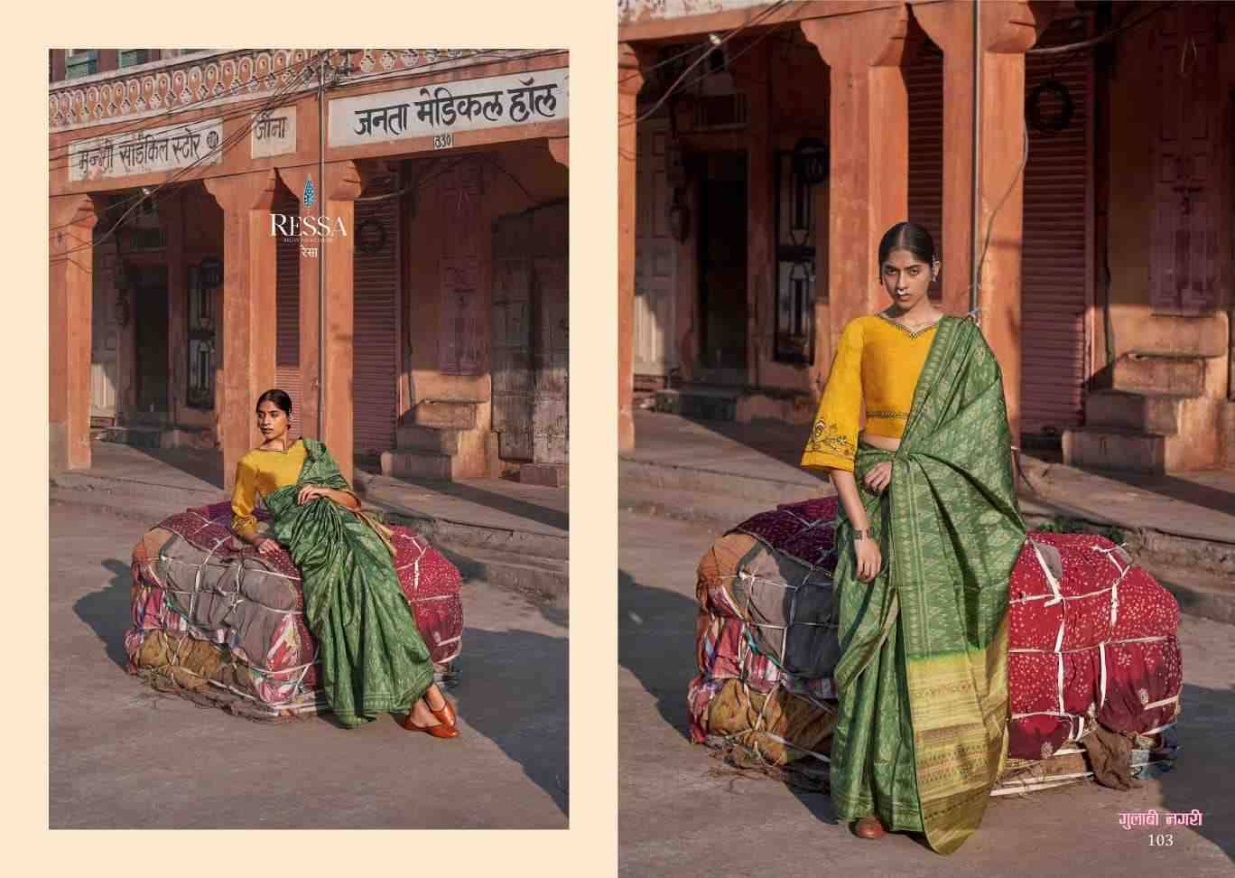 Gulabi Nagari By Ressa 101 To 108 Series Indian Traditional Wear Collection Beautiful Stylish Fancy Colorful Party Wear & Occasional Wear Fancy Sarees At Wholesale Price