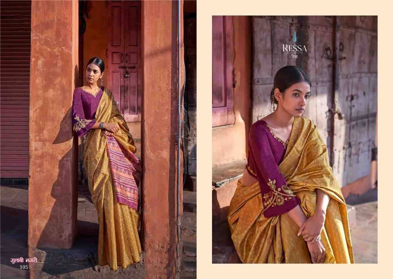 Gulabi Nagari By Ressa 101 To 108 Series Indian Traditional Wear Collection Beautiful Stylish Fancy Colorful Party Wear & Occasional Wear Fancy Sarees At Wholesale Price