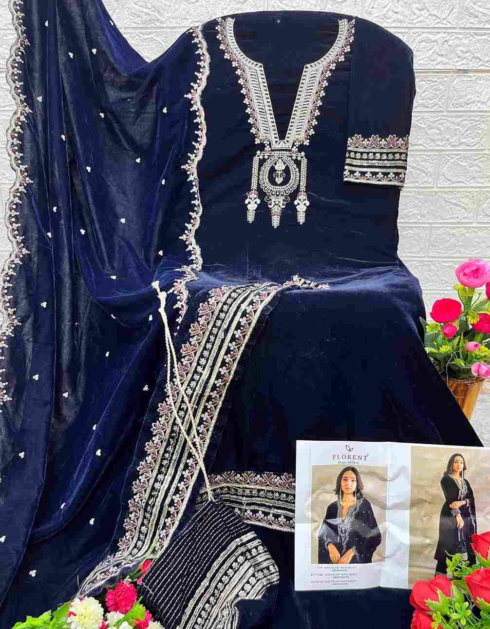 Florent 1020 Colours By Fashid Wholesale 1020-A To 1020-D Series Pakistani Suits Beautiful Fancy Colorful Stylish Party Wear & Occasional Wear Velvet Embroidery Dresses At Wholesale Price