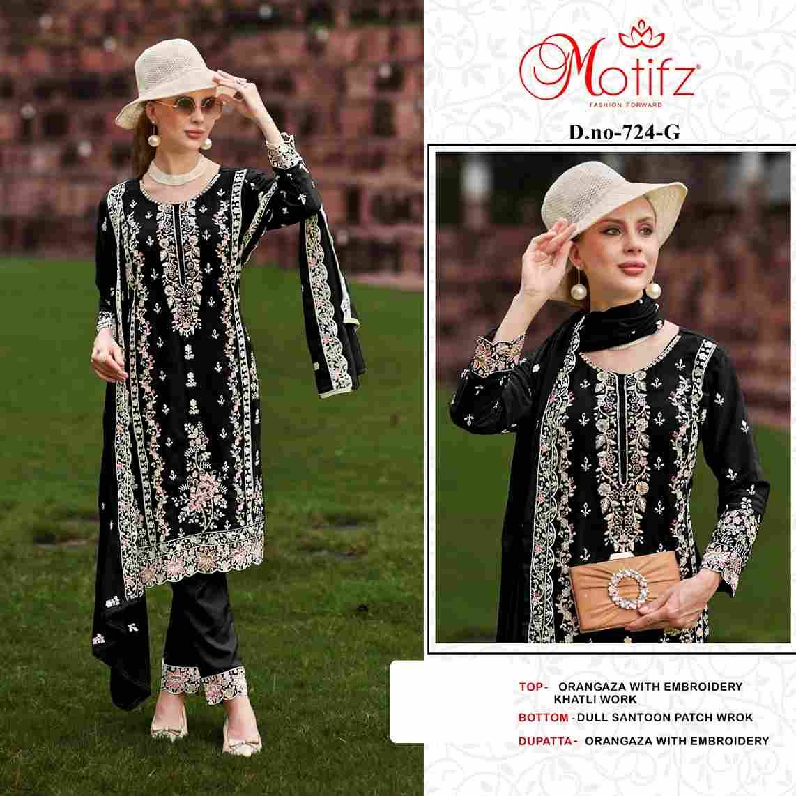 Motifz Hit Design 724 Colours Vol-2 By Motifz 724-E To 724-H Series Beautiful Pakistani Suits Colorful Stylish Fancy Casual Wear & Ethnic Wear Organza Dresses At Wholesale Price