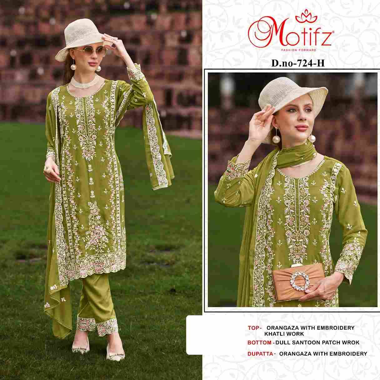 Motifz Hit Design 724 Colours Vol-2 By Motifz 724-E To 724-H Series Beautiful Pakistani Suits Colorful Stylish Fancy Casual Wear & Ethnic Wear Organza Dresses At Wholesale Price