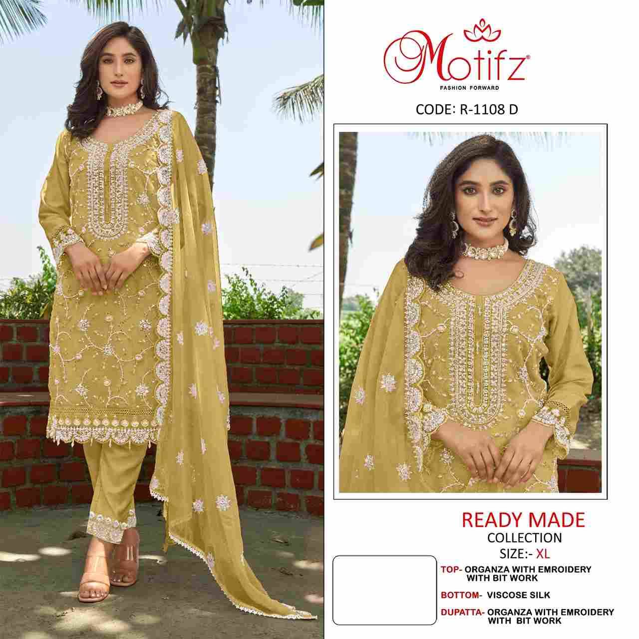 Motifz Hit Design 1108 Colours By Motifz 1108-A To 1108-D Series Beautiful Pakistani Suits Colorful Stylish Fancy Casual Wear & Ethnic Wear Organza Dresses At Wholesale Price