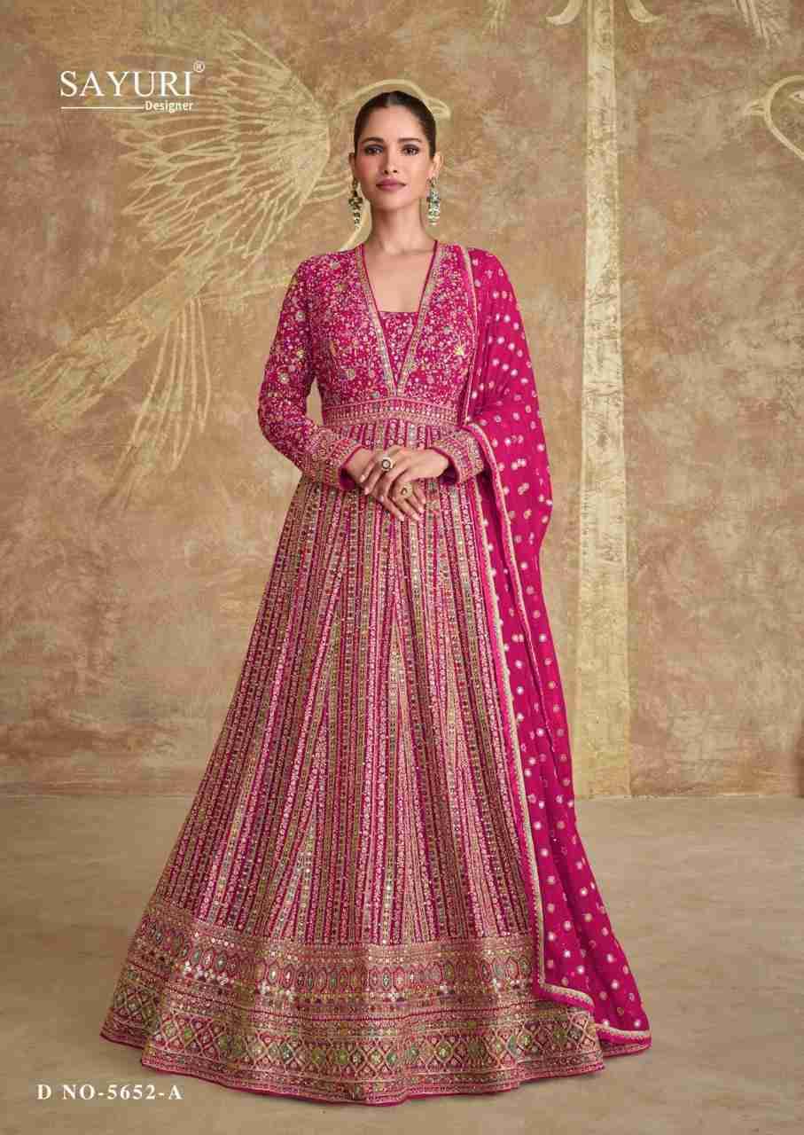 Royal Gold By Sayuri 5652-A To 5652-C Series Designer Stylish Fancy Colorful Beautiful Party Wear & Ethnic Wear Collection Georgette Gown With Bottom At Wholesale Price