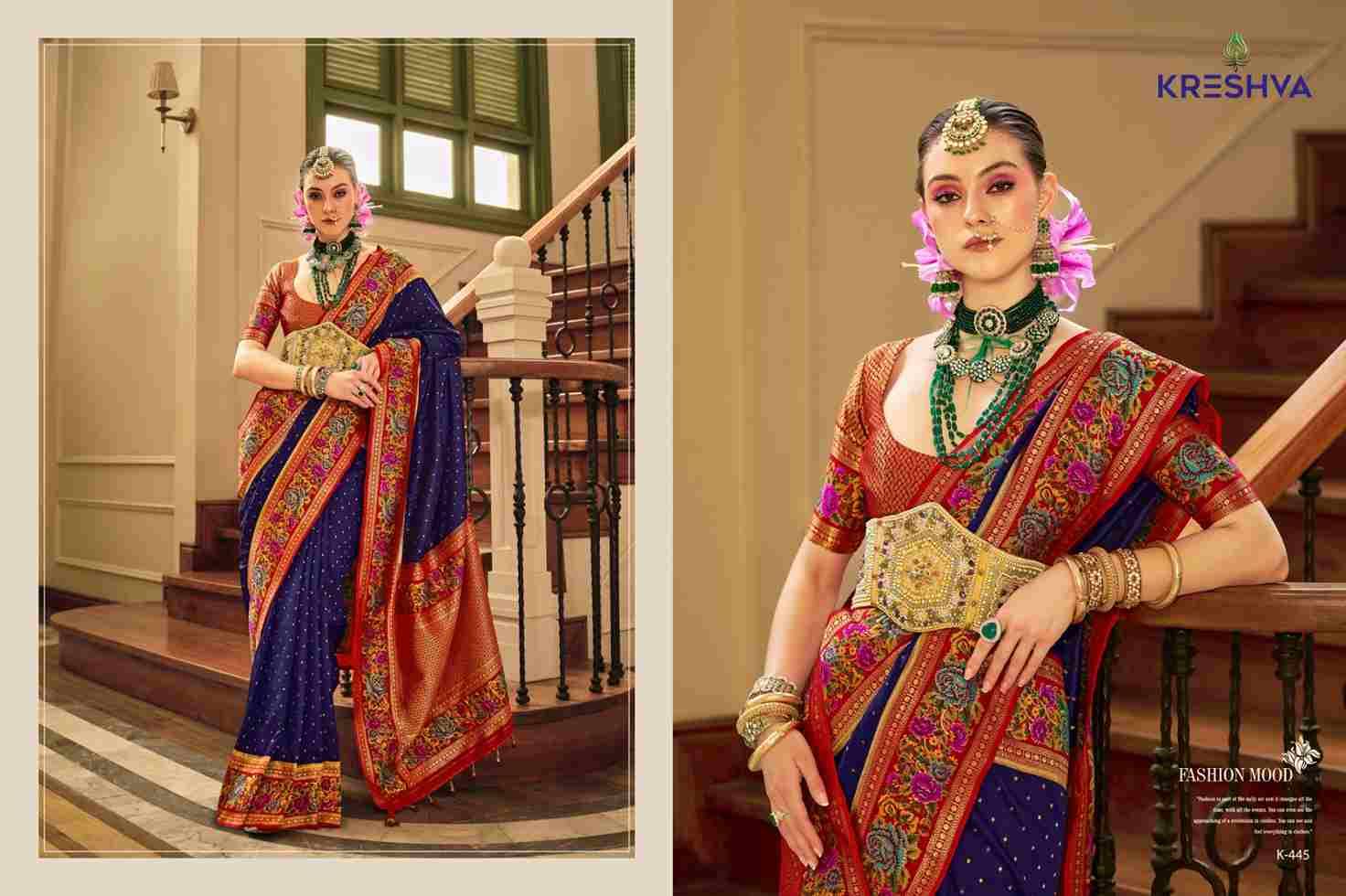 Amaya By Kreshva 445 To 453 Series Indian Traditional Wear Collection Beautiful Stylish Fancy Colorful Party Wear & Occasional Wear Banarasi Silk Sarees At Wholesale Price