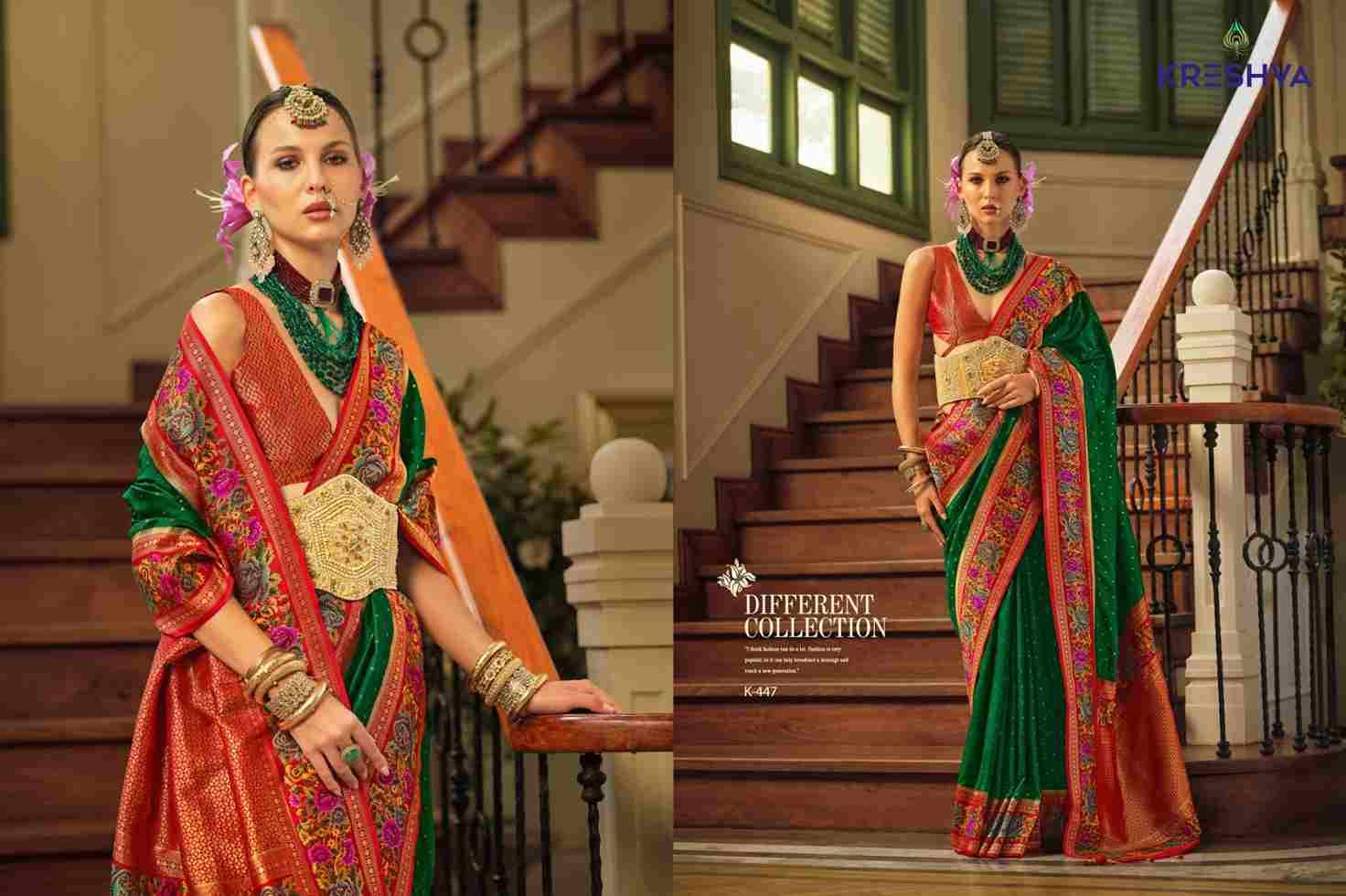 Amaya By Kreshva 445 To 453 Series Indian Traditional Wear Collection Beautiful Stylish Fancy Colorful Party Wear & Occasional Wear Banarasi Silk Sarees At Wholesale Price