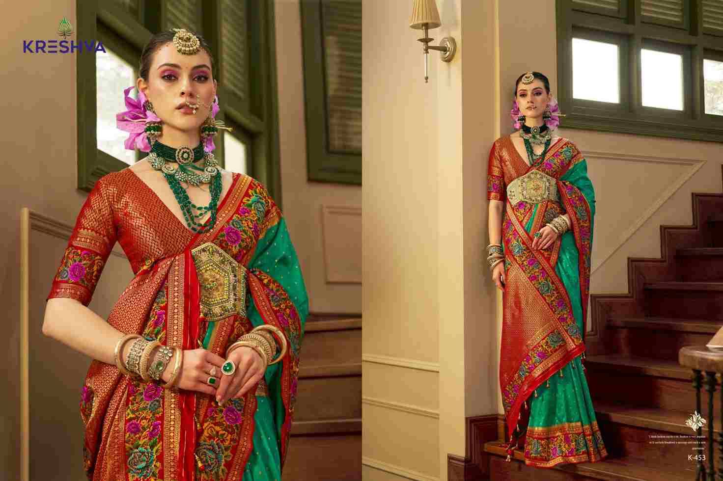 Amaya By Kreshva 445 To 453 Series Indian Traditional Wear Collection Beautiful Stylish Fancy Colorful Party Wear & Occasional Wear Banarasi Silk Sarees At Wholesale Price