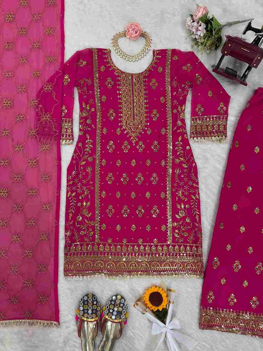 R-5797 By Fashid Wholesale 01 To 02 Series Designer Suits Beautiful Stylish Fancy Colorful Party Wear & Occasional Wear Faux Georgette With Embroidery Dresses At Wholesale Price