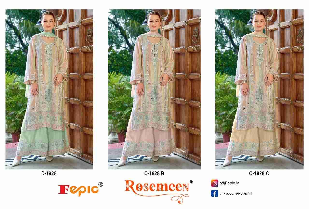 Fepic 1928 Colours By Fepic 1928-A To 1928-C Series Beautiful Pakistani Suits Colorful Stylish Fancy Casual Wear & Ethnic Wear Chinnon Embroidered Dresses At Wholesale Price