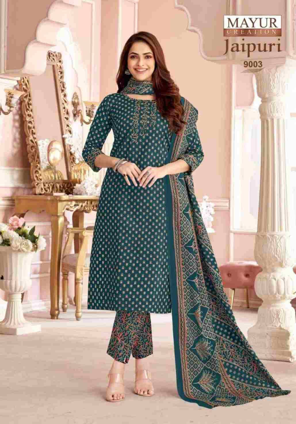 Jaipuri Vol-9 By Mayur Creation 9001 To 9010 Series Beautiful Festive Suits Stylish Fancy Colorful Casual Wear & Ethnic Wear Cotton Print Dresses At Wholesale Price