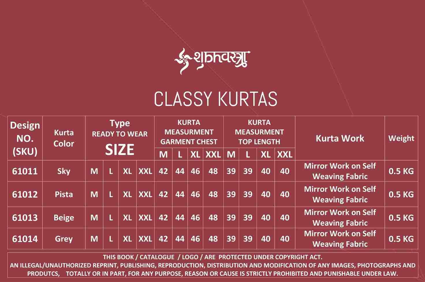 Classy Kurtas By Shubhvastra 61011 To 61014 Series Beautiful Colorful Stylish Fancy Casual Wear & Ethnic Wear & Ready To Wear Fancy Kurtas At Wholesale Price