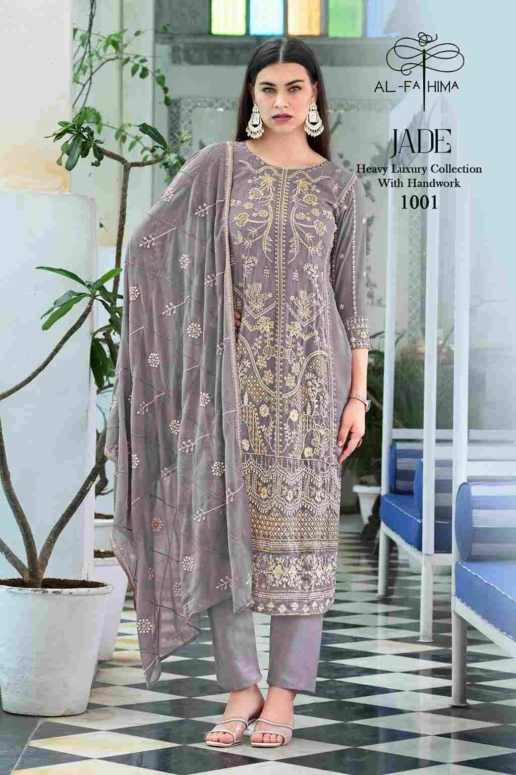 Jade By Al-Fahima 1001 To 1004 Series Beautiful Pakistani Suits Colorful Stylish Fancy Casual Wear & Ethnic Wear Faux Georgette Embroidered Dresses At Wholesale Price