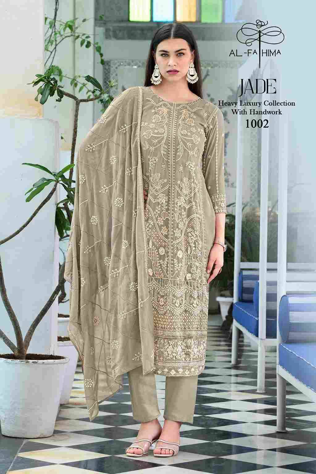 Jade By Al-Fahima 1001 To 1004 Series Beautiful Pakistani Suits Colorful Stylish Fancy Casual Wear & Ethnic Wear Faux Georgette Embroidered Dresses At Wholesale Price