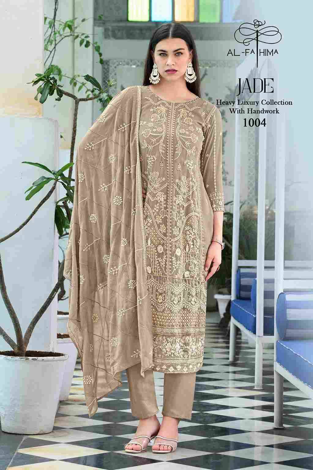 Jade By Al-Fahima 1001 To 1004 Series Beautiful Pakistani Suits Colorful Stylish Fancy Casual Wear & Ethnic Wear Faux Georgette Embroidered Dresses At Wholesale Price