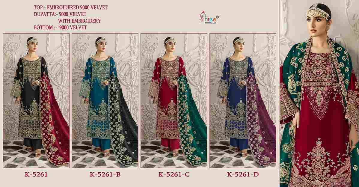 Shree Fabs Hit Design K-5261 Colours By Shree Fabs K-5261-A To K-5261-D Series Designer Pakistani Suits Beautiful Fancy Stylish Colorful Party Wear & Occasional Wear Velvet Embroidery Dresses At Wholesale Price