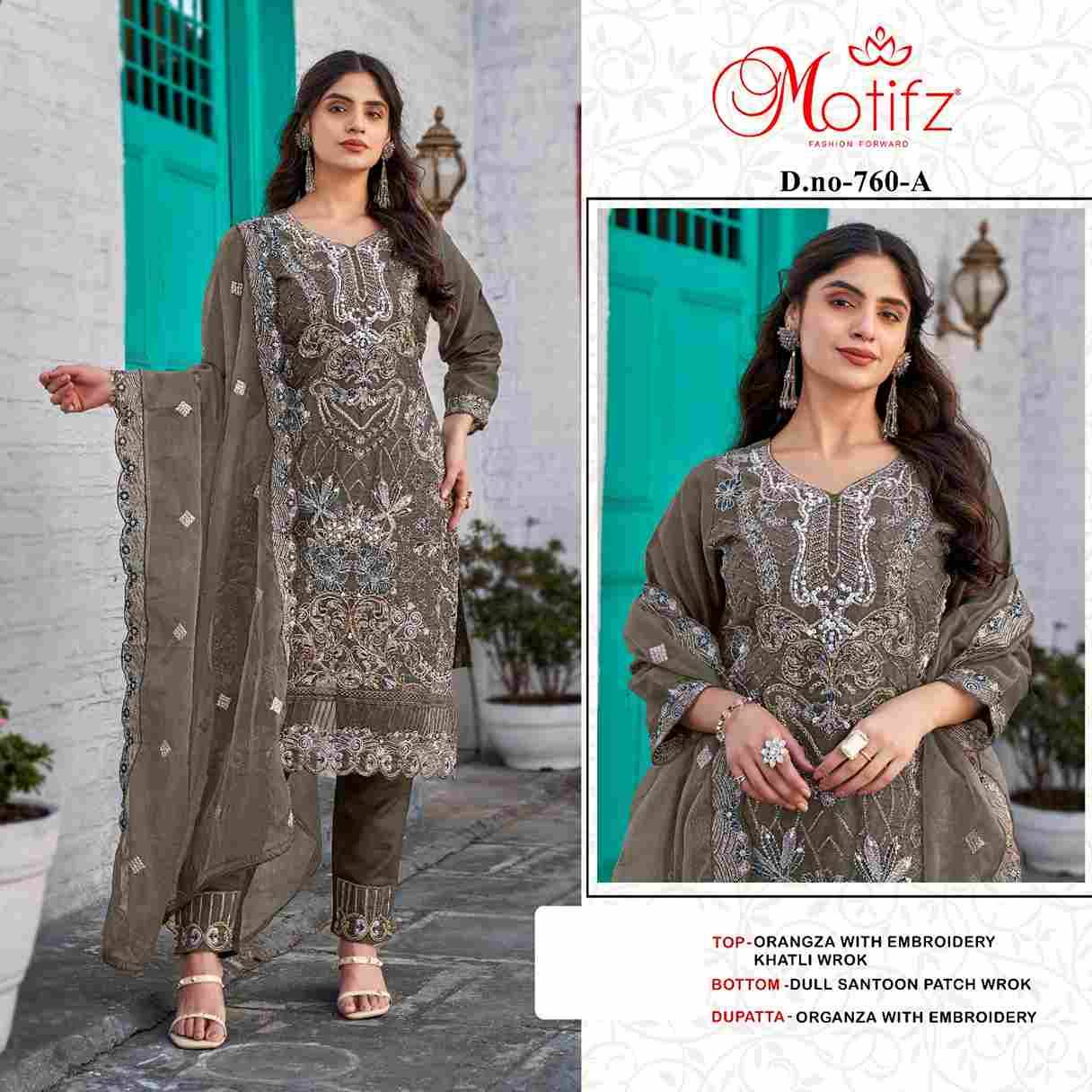 Motifz Hit Design 760 Colours By Motifz 760-A To 760-D Series Beautiful Pakistani Suits Colorful Stylish Fancy Casual Wear & Ethnic Wear Organza Dresses At Wholesale Price