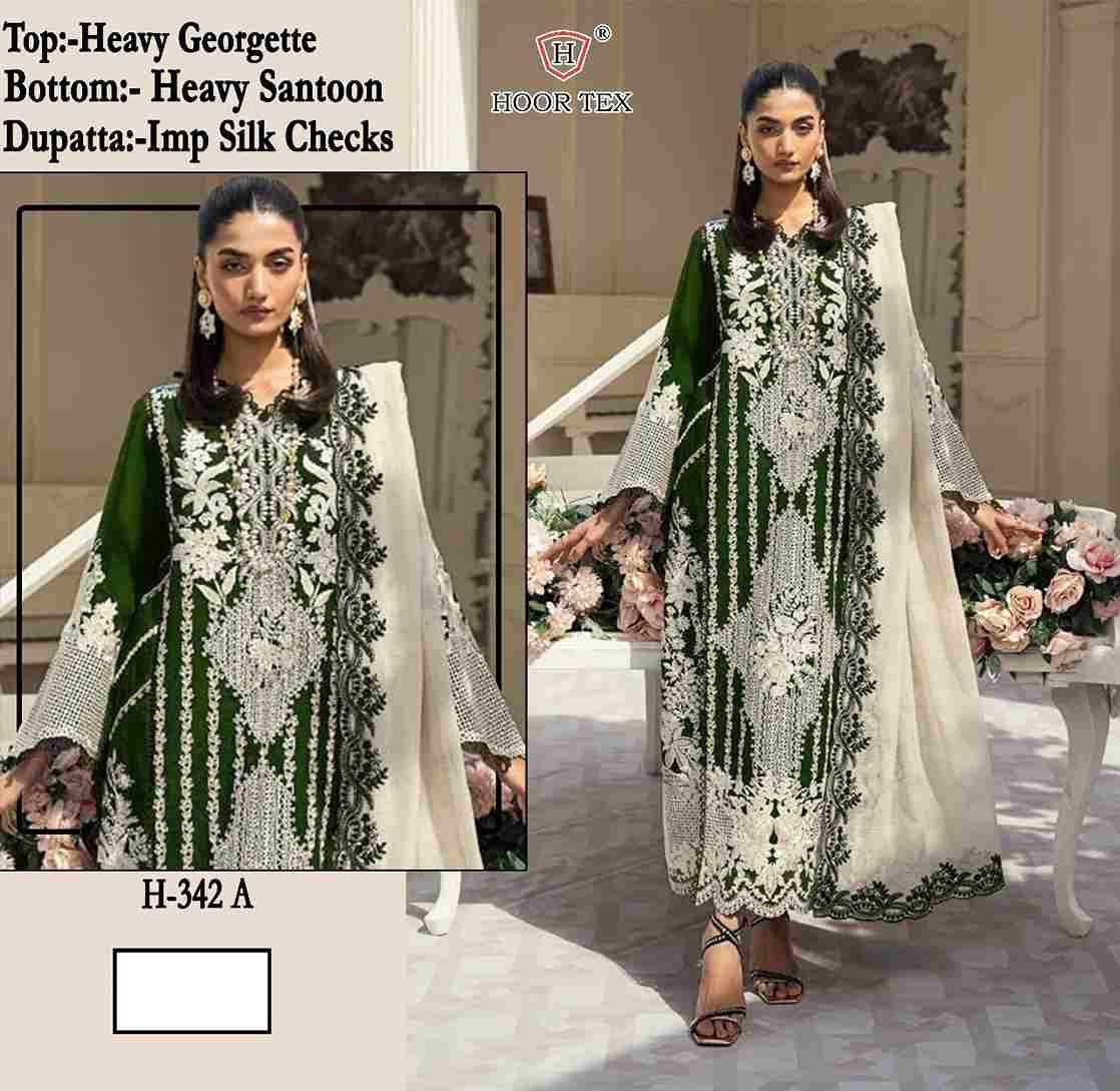 Hoor Tex Hit Design H-342 Colours By Hoor Tex H-342-A To H-342-D Series Designer Festive Pakistani Suits Collection Beautiful Stylish Fancy Colorful Party Wear & Occasional Wear Heavy Georgette Embroidered Dresses At Wholesale Price