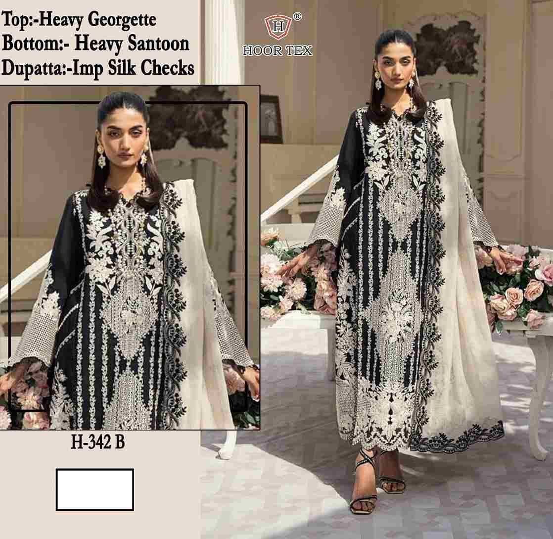 Hoor Tex Hit Design H-342 Colours By Hoor Tex H-342-A To H-342-D Series Designer Festive Pakistani Suits Collection Beautiful Stylish Fancy Colorful Party Wear & Occasional Wear Heavy Georgette Embroidered Dresses At Wholesale Price