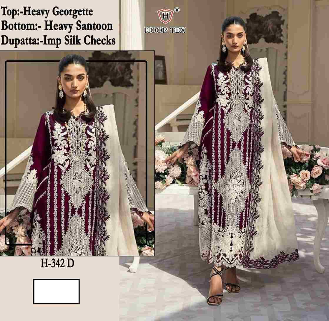 Hoor Tex Hit Design H-342 Colours By Hoor Tex H-342-A To H-342-D Series Designer Festive Pakistani Suits Collection Beautiful Stylish Fancy Colorful Party Wear & Occasional Wear Heavy Georgette Embroidered Dresses At Wholesale Price