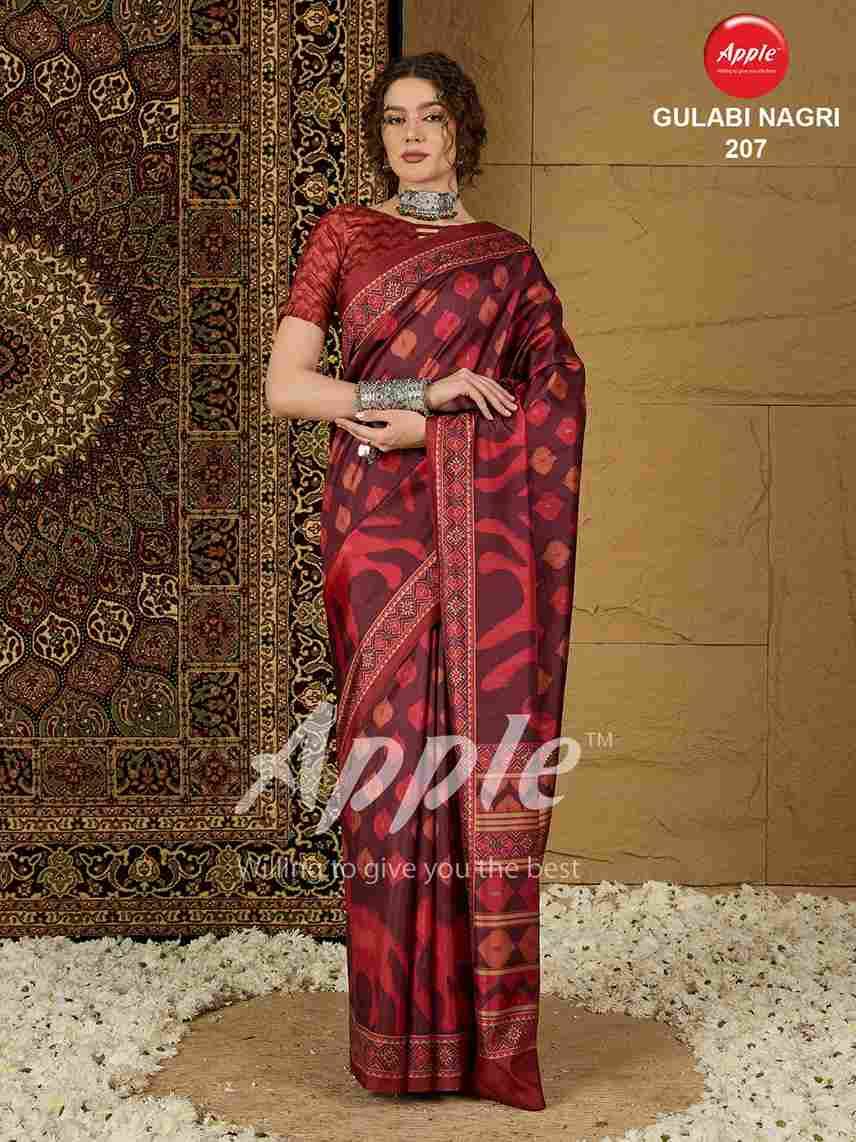 Gulabi Nagri By Apple 201 To 208 Series Indian Traditional Wear Collection Beautiful Stylish Fancy Colorful Party Wear & Occasional Wear Silk Sarees At Wholesale Price