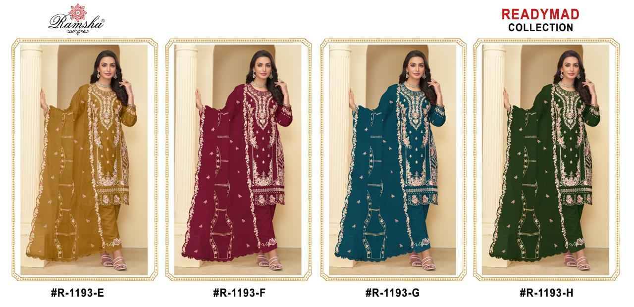 Ramsha 1193 Colours Vol-2 By Ramsha 1193-E To 1193-H Series Beautiful Pakistani Suits Colorful Stylish Fancy Casual Wear & Ethnic Wear Georgette Dresses At Wholesale Price