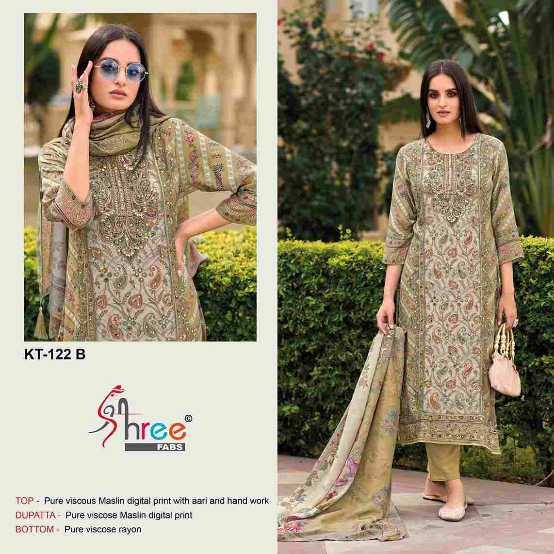 Shree Fabs Hit Design Kt-122 Colours By Shree Fabs Kt-122-A To Kt-122-D Series Designer Pakistani Suits Beautiful Fancy Stylish Colorful Party Wear & Occasional Wear Pure Muslin Print Dresses At Wholesale Price