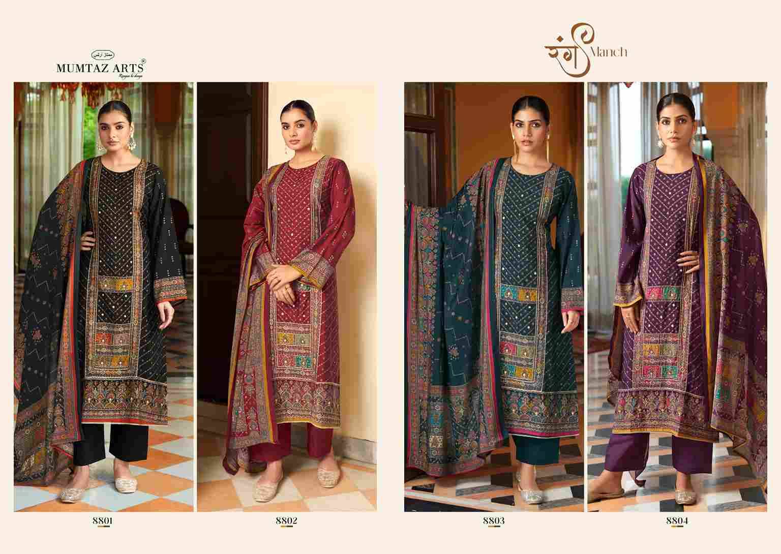 Rang Manch By Mumtaz Arts 8801 To 8804 Series Beautiful Festive Suits Colorful Stylish Fancy Casual Wear & Ethnic Wear Pure Viscose Muslin Print Dresses At Wholesale Price