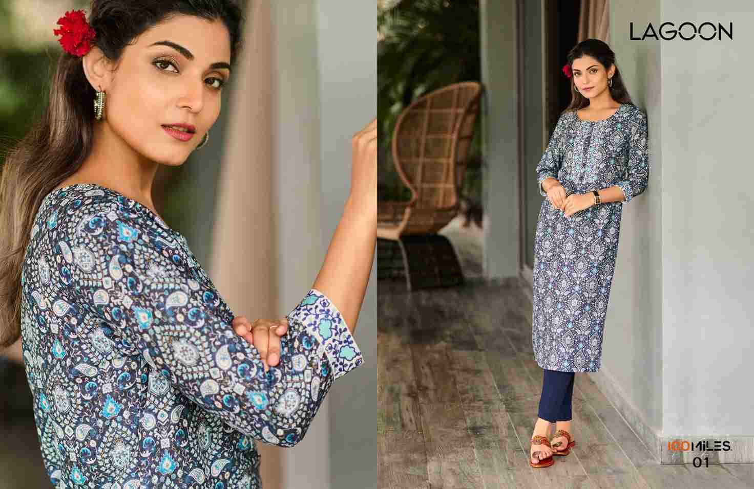 Lagoon By 100 Miles 01 To 04 Series Designer Stylish Fancy Colorful Beautiful Party Wear & Ethnic Wear Collection Fancy Kurtis At Wholesale Price