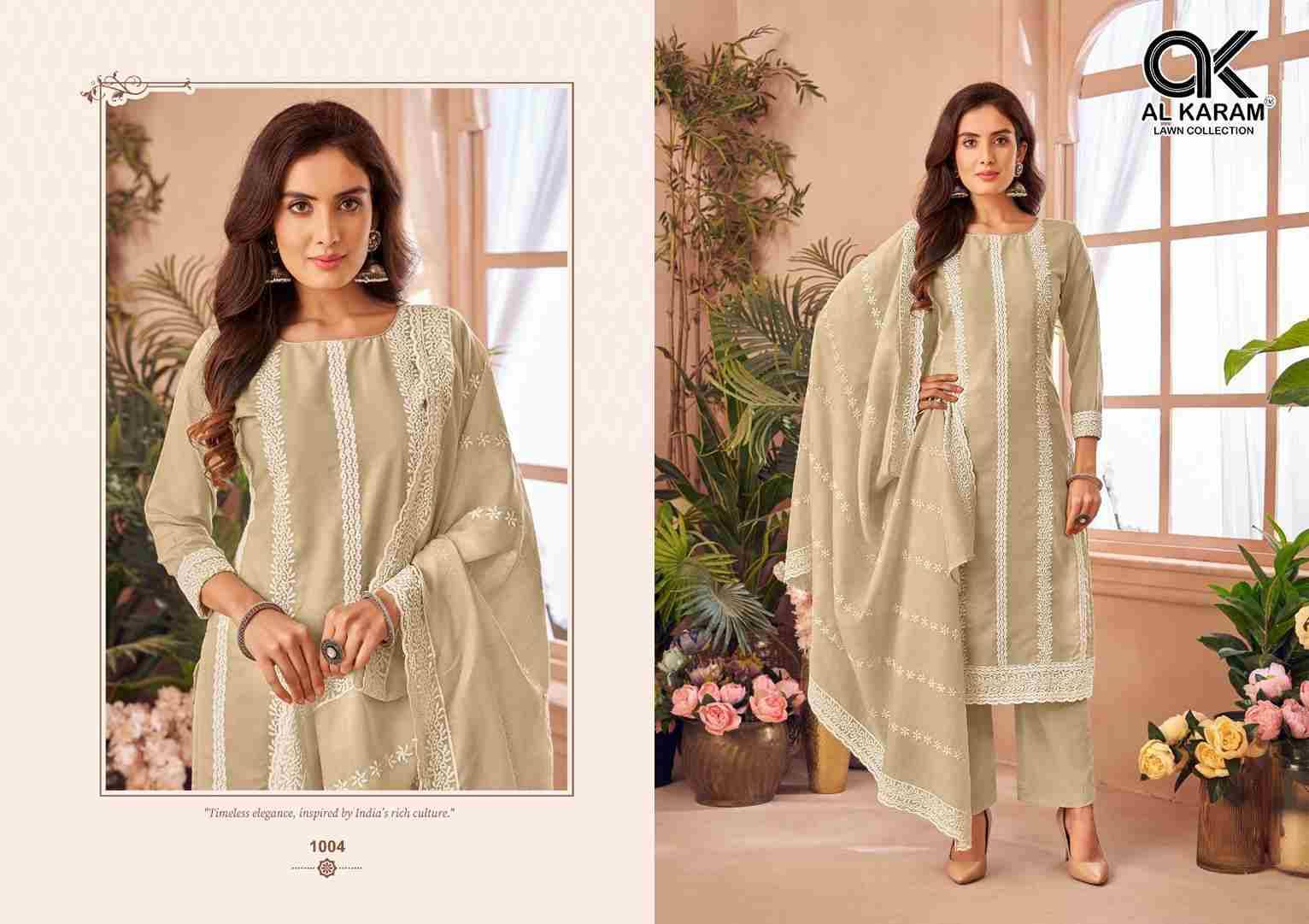 Lucknowi Work By Al Karam Lawn Collection 1001 To 1004 Series Beautiful Pakistani Suits Stylish Fancy Colorful Casual Wear & Ethnic Wear Pure Cotton Print Dresses At Wholesale Price