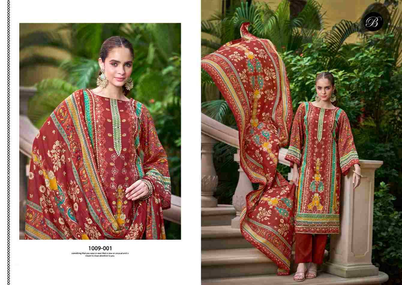 Sanjeeda By Belliza 1009-001 To 1009-006 Series Beautiful Festive Suits Colorful Stylish Fancy Casual Wear & Ethnic Wear Pure Jam Cotton Print With Embroidered Dresses At Wholesale Price